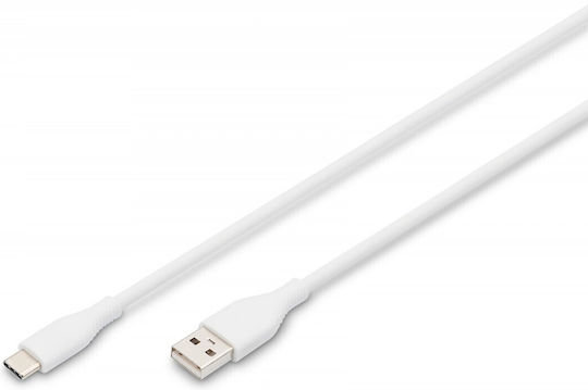 Digitus USB 2.0 Cable USB-C male - USB-A / USB-C 60W Λευκό 1m AK-300340-010-W