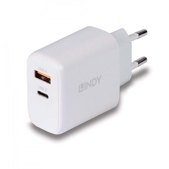 Lindy Φορτιστής Χωρίς Καλώδιο GaN 65W Power Delivery Λευκός (73428)