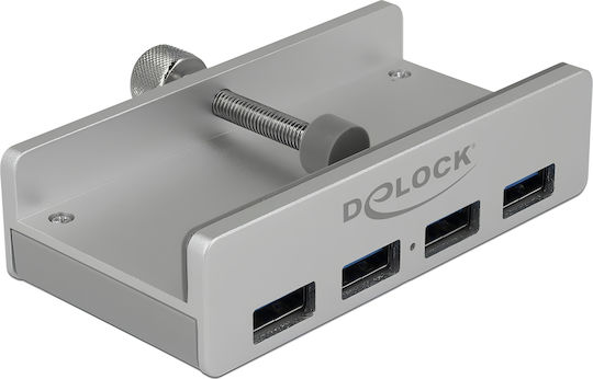DeLock USB 3.0 Hub 4 Θυρών με σύνδεση USB-A Ασημί (64046)
