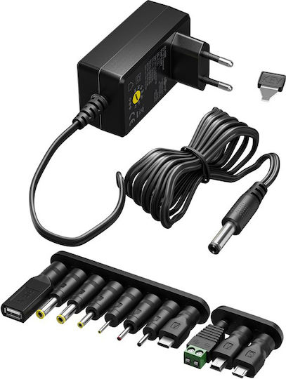 Goobay Ρυθμιζόμενο Universal Τροφοδοτικό 5 2.4A 12W με σετ βυσμάτων (74436)