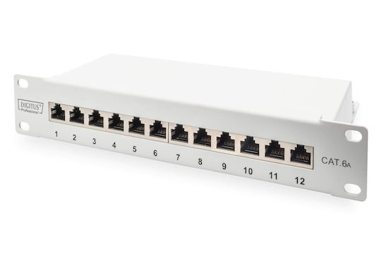 Digitus Patch Panel Shielded για Rack 1U 10" 12 Θυρών Γκρι DN-91612S-EA-G