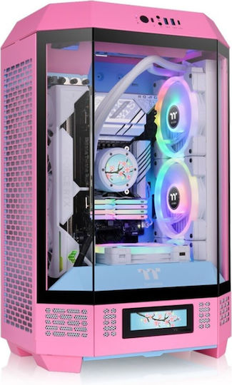 Thermaltake The Tower 300 Micro Tower Κουτί Υπολογιστή με Πλαϊνό Παράθυρο και RGB Φωτισμό Bubble Pink