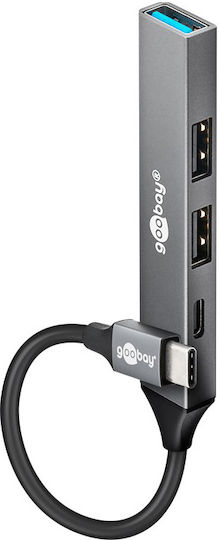 Goobay USB 3.2 Hub 4 Θυρών με σύνδεση USB-C Γκρι (74459)
