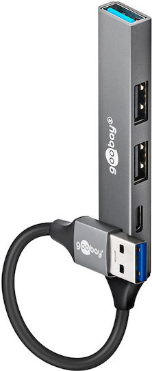 Goobay USB 3.2 Hub 4 Θυρών με σύνδεση USB-A Γκρι (74458)