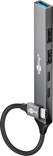 Goobay USB 3.2 Hub 5 Θυρών με σύνδεση USB-C Γκρι (74460)