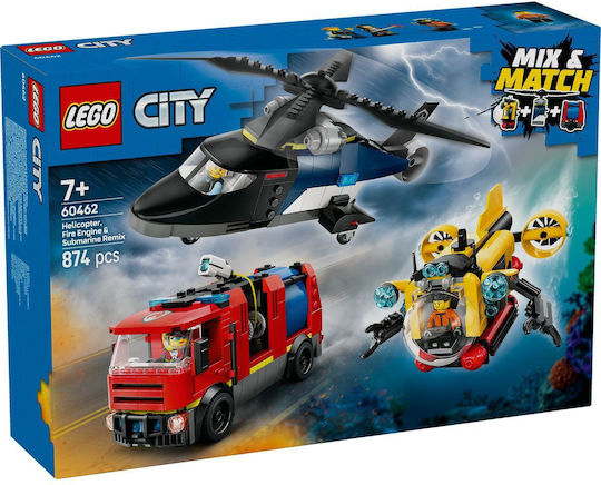 LEGO City Helicopter, Fire Engine & Submarine για 7+ Ετών 874τμχ 60462