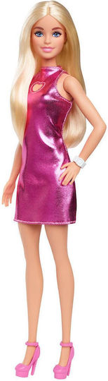 Barbie Fashionistas Κούκλα Fashionistas Deluxe Style #230 με Mίνι Μεταλλικό Ροζ Φόρεμα με Κόψιμο-Καρδιά, Ξανθά Μαλλιά για 3+ Ετών HYT88