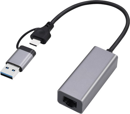 Gembird A-USB3AC-LAN2G-01 USB-C Αντάπτορας Δικτύου για Ενσύρματη σύνδεση Ethernet