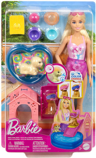 Barbie Pool Party Κουταβακια Κούκλα για 3+ Ετών JBF35
