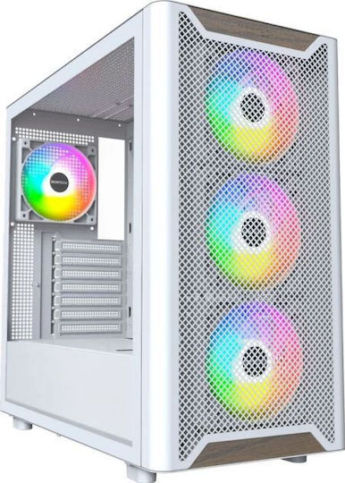 Montech XR Wood Gaming Midi Tower Κουτί Υπολογιστή με Πλαϊνό Παράθυρο και ARGB Φωτισμό Λευκό