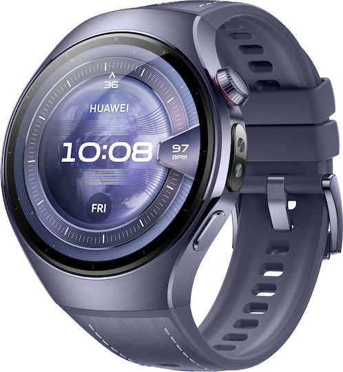 Huawei Watch 5 Titanium 46mm Αδιάβροχο με eSIM και Παλμογράφο (Μωβ)