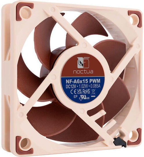 Noctua NF-A6x15 PWM Case Fan 60mm με Σύνδεση 4-Pin Καφέ