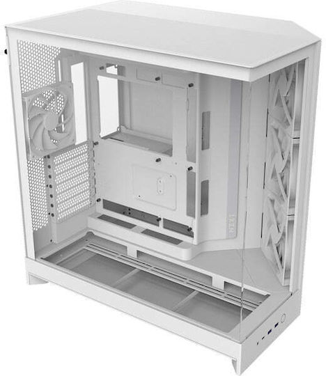 NZXT H9 Flow Gaming Midi Tower Κουτί Υπολογιστή με Πλαϊνό Παράθυρο Λευκό