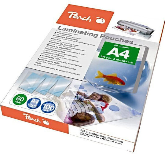 Peach Ζελατίνες Πλαστικοποίησης 80 microns PP580-02 100τμχ