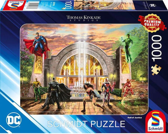 Schmidt Spiele Thomas Kinkade Studios Dc Justice League Hall Justice Puzzle 1000 Pieces