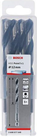 Bosch Twist Drill Pointteq Σετ 5 Τρυπάνια HSS με Εξάγωνο Στέλεχος για Μέταλλο 2608577549