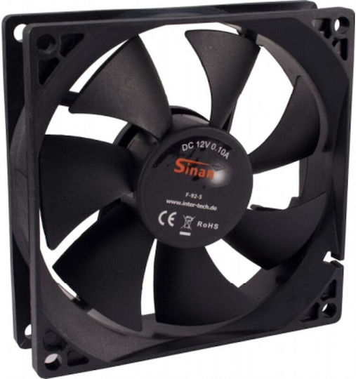 Inter-Tech F-92-S Case Fan με Σύνδεση 3-Pin
