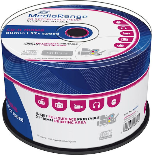 MediaRange Εγγράψιμα CD-R 52x 700MB Cake Box 50τμχ MR208