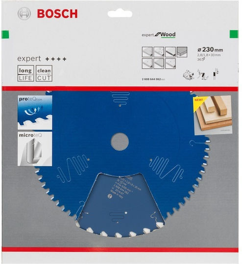Bosch Circular Δίσκος Κοπής Ξύλου με 36 Δόντια 230mm 2608644062