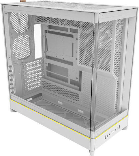 Montech HS02 Gaming Midi Tower Κουτί Υπολογιστή με Πλαϊνό Παράθυρο Λευκό