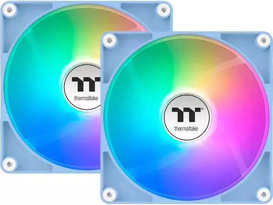 Thermaltake CT140 Case Fan με ARGB Φωτισμό και Σύνδεση 4-Pin PWM 2τμχ Hydrangea Blue