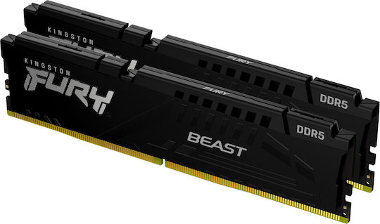 Kingston FURY Beast DDR5 16GB RAM με 2x8GB Modules και Ταχύτητα 6000 για Desktop KF560C30BBEK2-16