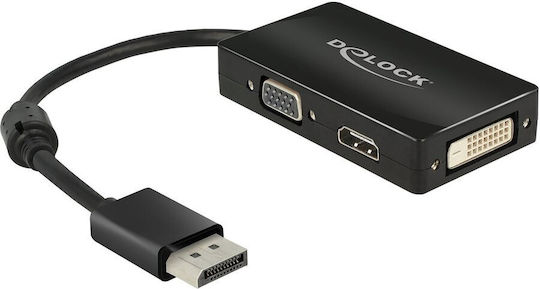 DeLock Μετατροπέας DisplayPort male σε DVI-D / HDMI / VGA female 1τμχ 62656