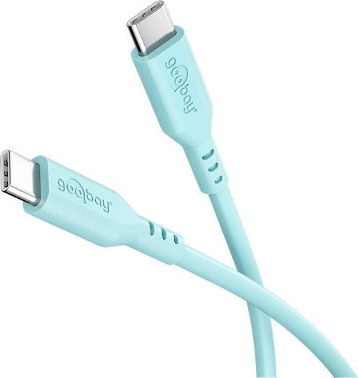 Goobay USB 2.0 Cable USB-C male - USB-C 60W Τιρκουάζ 1.5m 77744