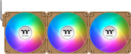 Thermaltake CT140 EX Reverse Case Fan με ARGB Φωτισμό και Σύνδεση 3-Pin / 4-Pin PWM 3τμχ Gravel Sand