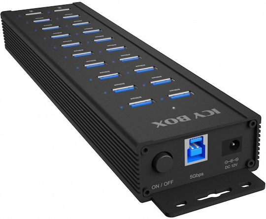Icy Box USB 2.0 Hub 20 Θυρών με σύνδεση USB-A & Θύρα Φόρτισης IB-HUB1720-U3