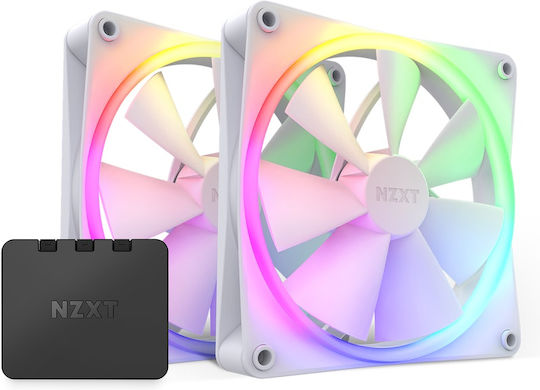 NZXT F140 RGB Case Fan με Σύνδεση 4-Pin PWM 2τμχ Λευκό
