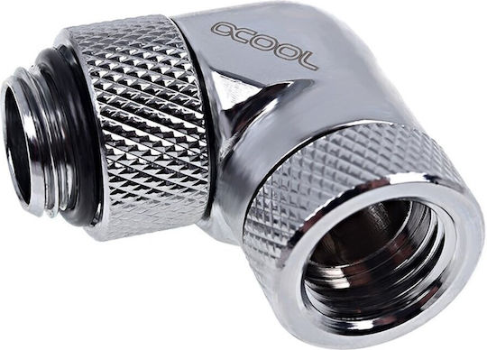 Alphacool Icicle Angle Adapter 90 Degree Rotatable G1 / 4 AG on G1 / 4 IG Fittings Ασημί 17261
