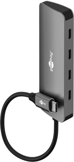 Goobay USB 3.2 Hub 4 Θυρών με σύνδεση USB-C Γκρι (76565)