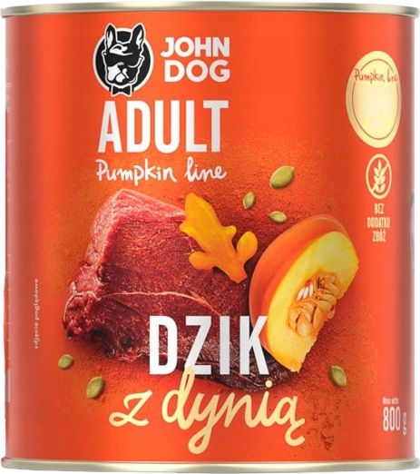 John Dog Υγρή Τροφή Σκύλων Διαίτης με Κολοκύθα, Αγριογούρουνο, Κρέας και Ρύζι χωρίς Σιτηρά 800gr