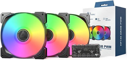 Montech HP140 Case Fan με ARGB Φωτισμό και Σύνδεση 4-Pin PWM 3τμχ