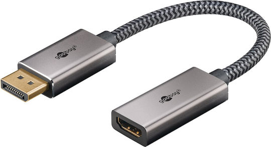 Goobay Μετατροπέας DisplayPort / HDMI male σε DisplayPort / HDMI female Γκρι 1τμχ 75271