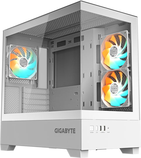 Gigabyte C201 Midi Tower Κουτί Υπολογιστή με Πλαϊνό Παράθυρο και RGB Φωτισμό Λευκό
