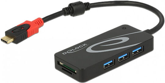 DeLock USB 3.1 Hub 3 Θυρών με σύνδεση USB-C (62900)