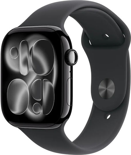 Apple Watch Series 11 Aluminium 46mm Αδιάβροχο με Παλμογράφο (Jet Black Aluminium Case with Black Sport Band - S/M)