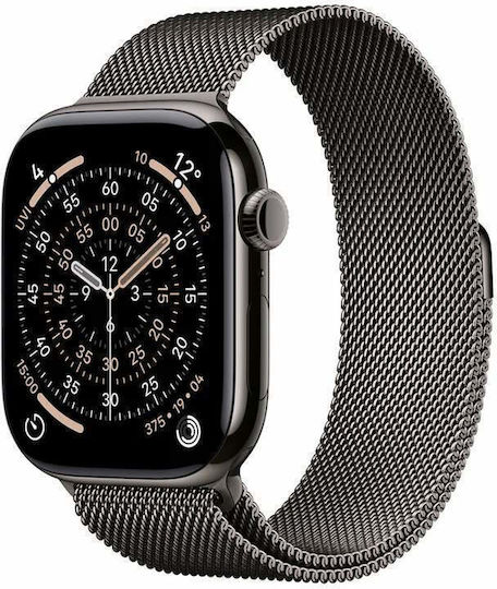 Apple Watch Series 11 Cellular Titanium 46mm Αδιάβροχο με eSIM και Παλμογράφο (Slate Titanium Case with Slate Milanese Loop - S/M)
