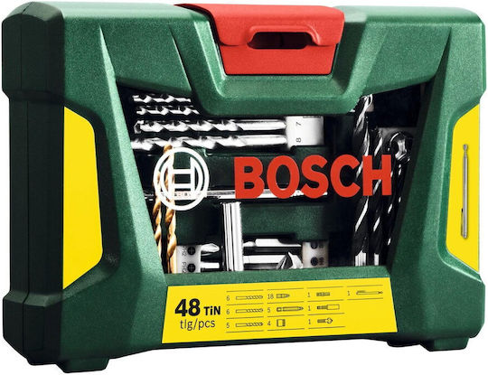 Bosch V-line Σετ 48 Τρυπάνια με Εξάγωνο Στέλεχος για Μέταλλο, Δομικά Υλικά και Ξύλο 2607017314