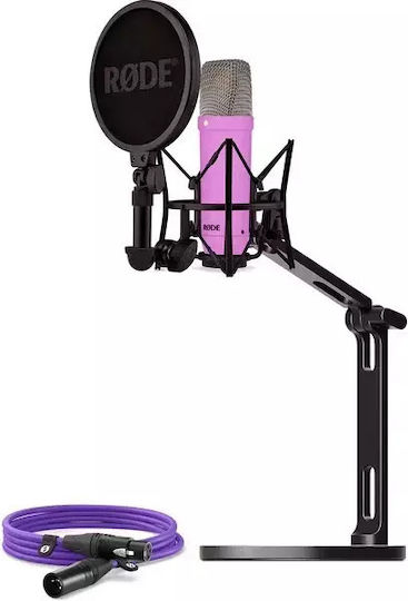 Rode NT1 Signature Σετ Πυκνωτικό Μικρόφωνο για Φωνητικά σε Μωβ Χρώμα +XLR cable+Desktop Studio Arm