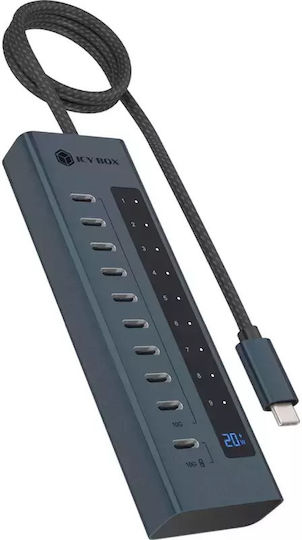 Icy Box USB 3.2 Hub 10 Θυρών με σύνδεση USB-C Γκρι IB-HUB1450-C31