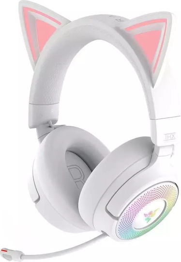 Razer Kraken Kitty V3 Pro Ασύρματο Over Ear Gaming Headset με σύνδεση Bluetooth / USB Λευκό