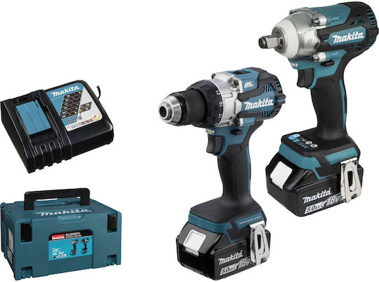 Makita DLX2533TJ Σετ Δραπανοκατσάβιδο & Μπουλονόκλειδο με 2 Μπαταρίες 5Ah