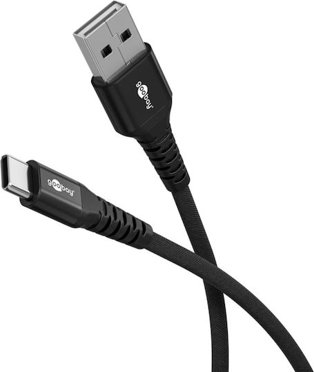 Goobay Braided USB 2.0 Cable USB-C male - USB-A 60W Μαύρο 2m 74527