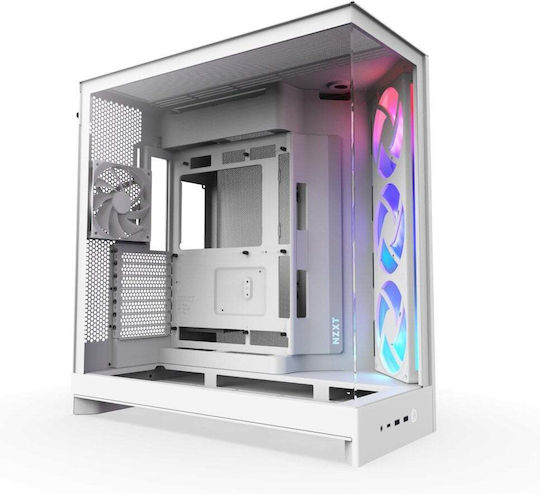 NZXT H9 Flow RGB Midi Tower Κουτί Υπολογιστή με Πλαϊνό Παράθυρο Λευκό