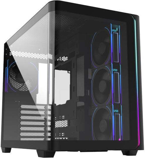 FSP/Fortron M580 Plus Gaming Midi Tower Κουτί Υπολογιστή με Πλαϊνό Παράθυρο και RGB Φωτισμό Μαύρο