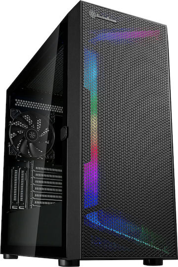 Silverstone Seta H1 Gaming Midi Tower Κουτί Υπολογιστή με Πλαϊνό Παράθυρο και RGB Φωτισμό Μαύρο