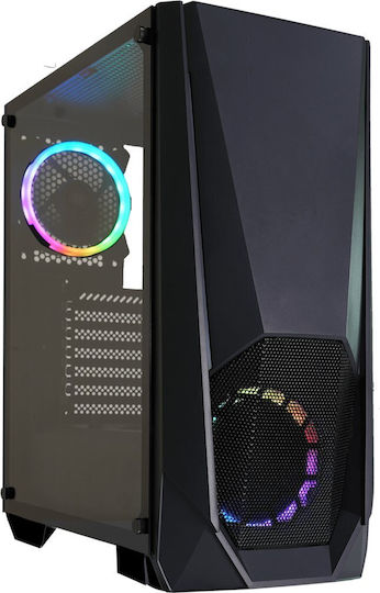 Xilence XG141 Gaming Midi Tower Κουτί Υπολογιστή με Πλαϊνό Παράθυρο και RGB Φωτισμό Μαύρο
